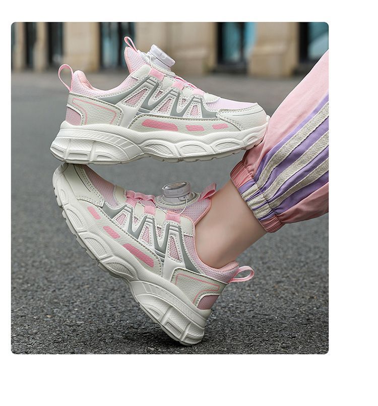 Zapatos para niños, nuevos, de malla transpirable, con botones giratorios, deportivos, de suela suave, antideslizantes, informales._voghion.com