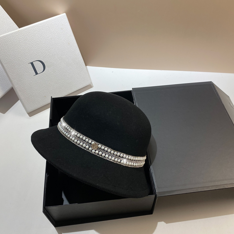 Jesen i zima Francuski stil slavnih Keramički šešir od vodene dijamantne vune Jednostavan i elegantan Elegantni lagani luksuzni top_voghion.com