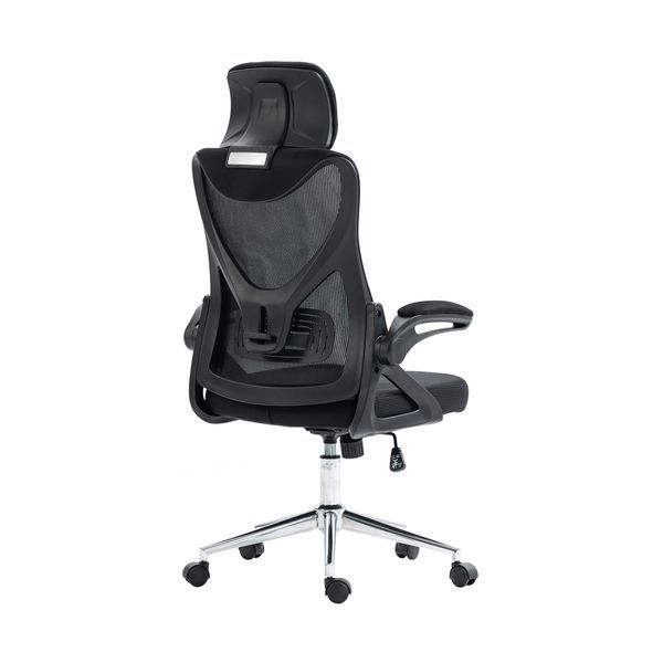Techni Mobili Essential Ergonomic Office Chair With Headrest & Lumbar Support, Black_voghion.com