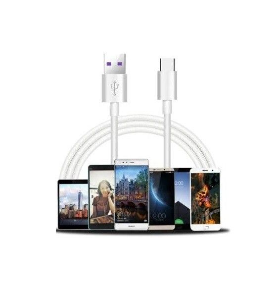 Câble USB Type-C 5 A à charge rapide pour téléphone portable, fil blanc - 1 mètre_voghion.com