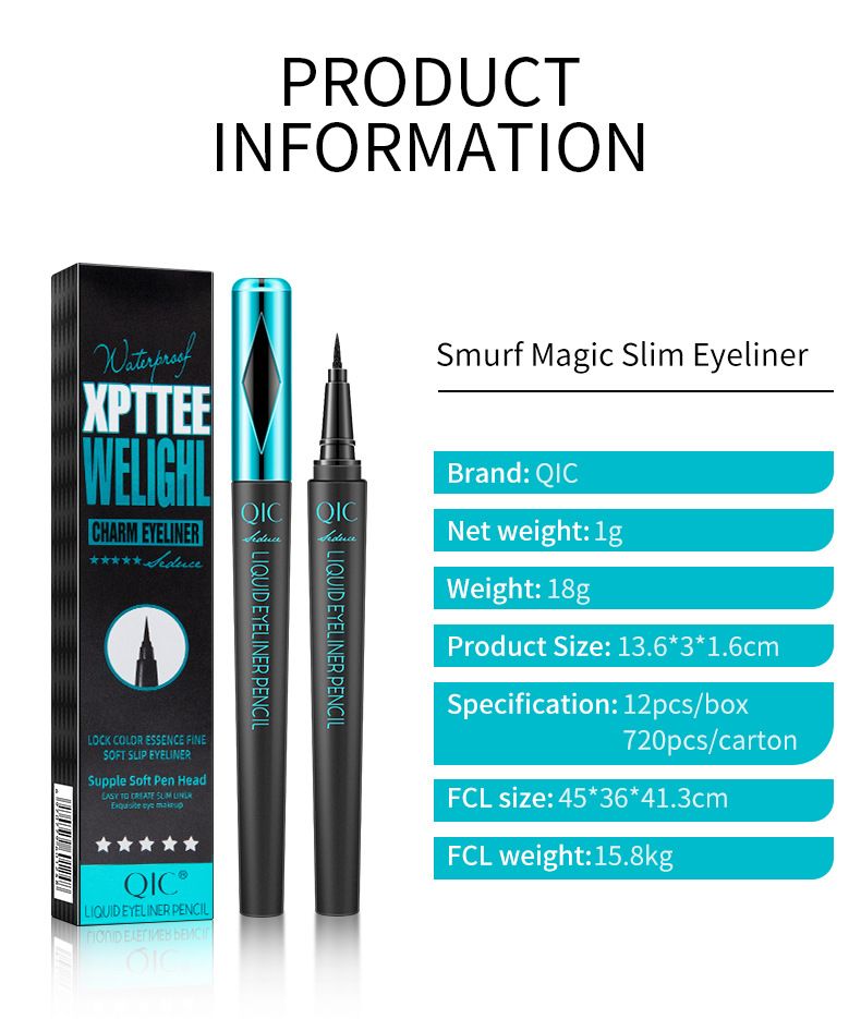 QIC Magic Slim Wasserdichter, schweißfester, färbender, schnell trocknender Make-up-Eyeliner, Eyeliner-Flüssigkeitsstift_voghion.com