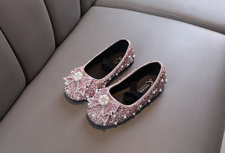 Scarpe da spettacolo per mamma e bambini Scarpe da principessa con paillettes Versione coreana Scarpe da bambina con cristalli Fondo morbido_voghion.com