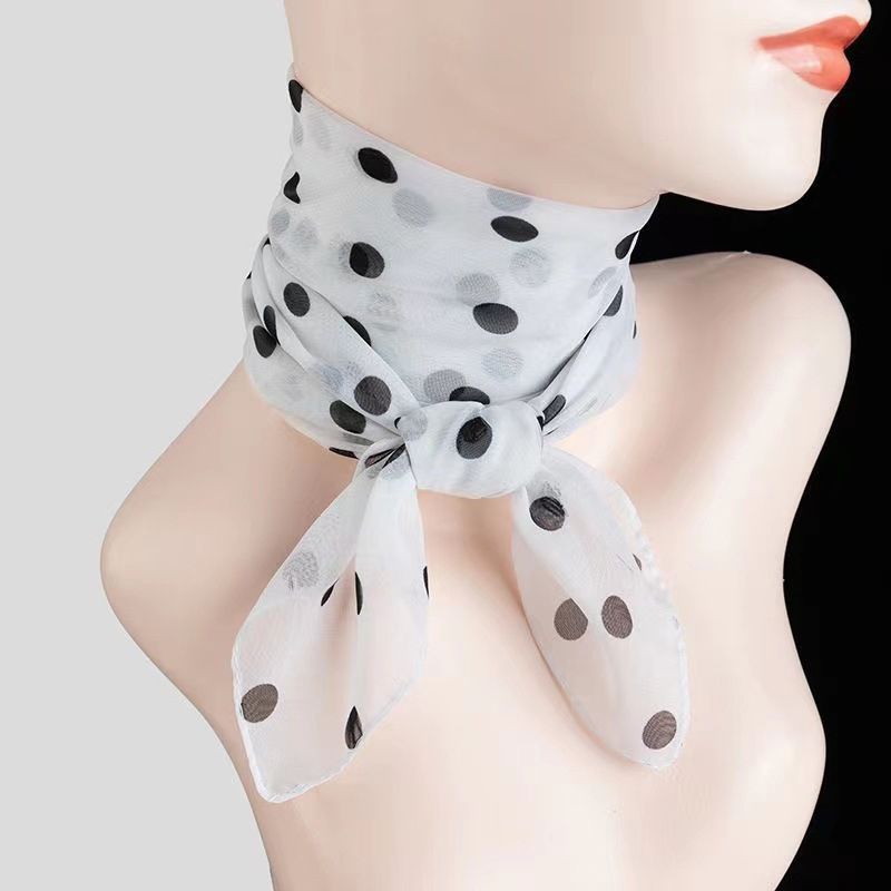 Moda chiffon per donna femminile retrò temperamento quadrato sciarpa multicolore pois fazzoletto da collo_voghion.com
