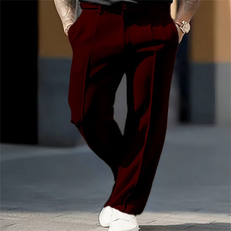 Herrenbekleidung Einfarbig Gerades Bein Atmungsaktive Alltagskleidung Modische Freizeithose_voghion.com