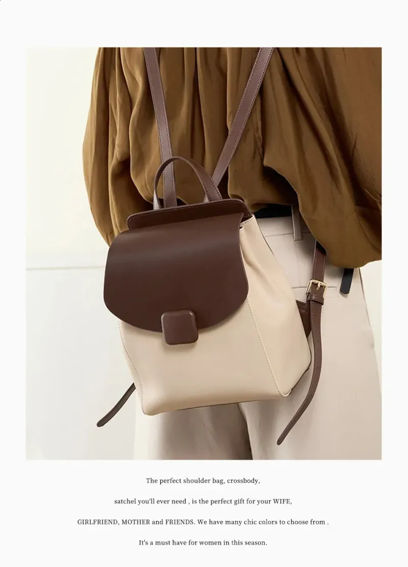 Zency Womens Small Backpack Split Leather Preppy Style Girls Stylish Schoolbag Multipocket Travel Satchel Campus_voghion.com