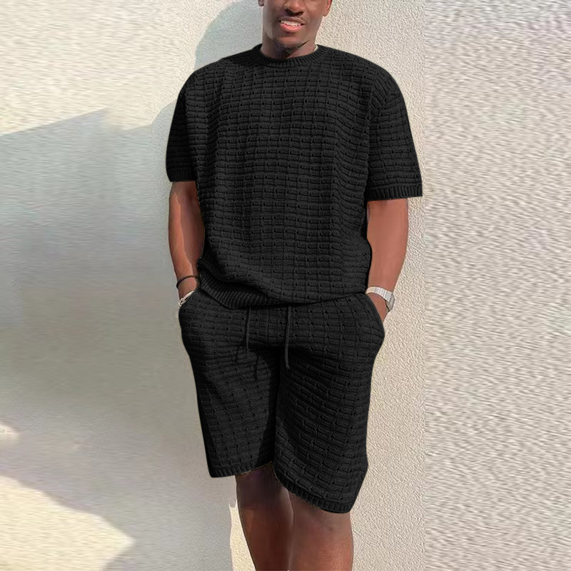 Unschlagbare Qualität Herren-Set Winter und Sommer, Herrensport, lockeres Kurzarmhemd, Shorts für Teenager_voghion.com