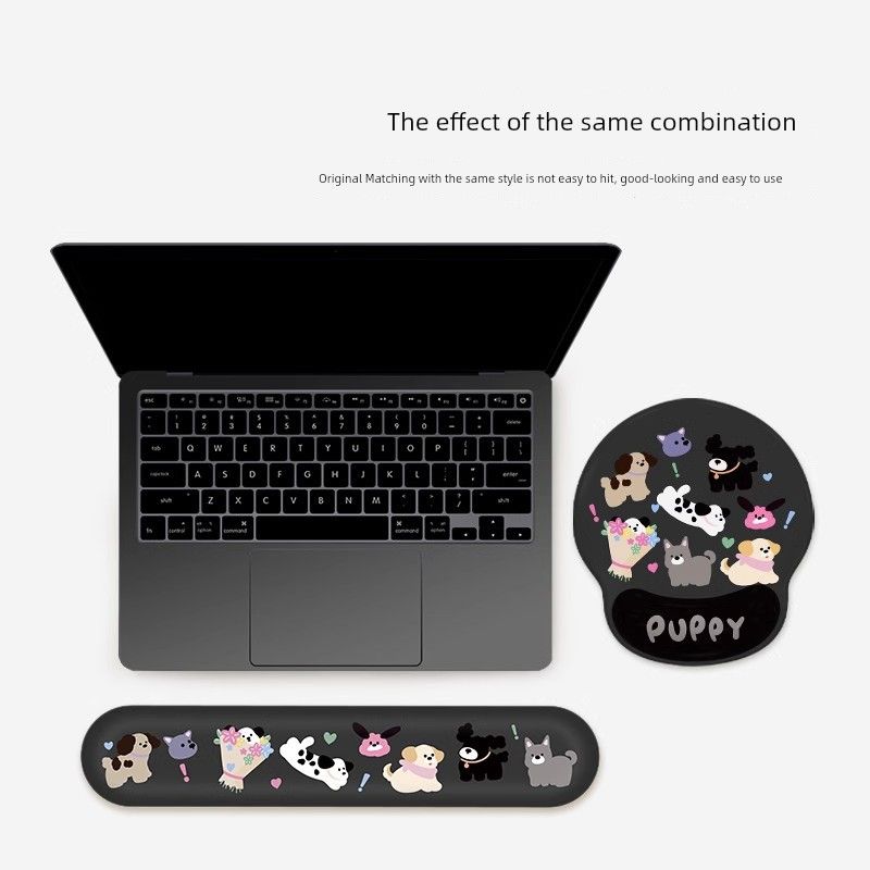 Unbeatable Quality Illustration Puppy Wrister Protective Mouse Female Wrist Pad Non Slip Laptop Keyboard Support For Home Office_voghion.com