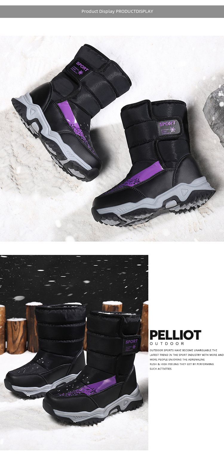 Fornitura transfrontaliera di stivali da neve per bambini di medie e grandi dimensioni, scarpe invernali per bambini in caldo cotone foderate in pile, multicolore, mimetiche, alte in cotone, chi_voghion.com