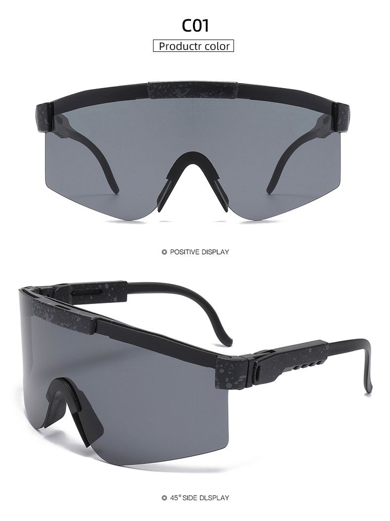 Cycling Large Frame Colorful Electroplated True Film Polarized Sports Sunglasses Set Strong Light Eye Protection_voghion.com