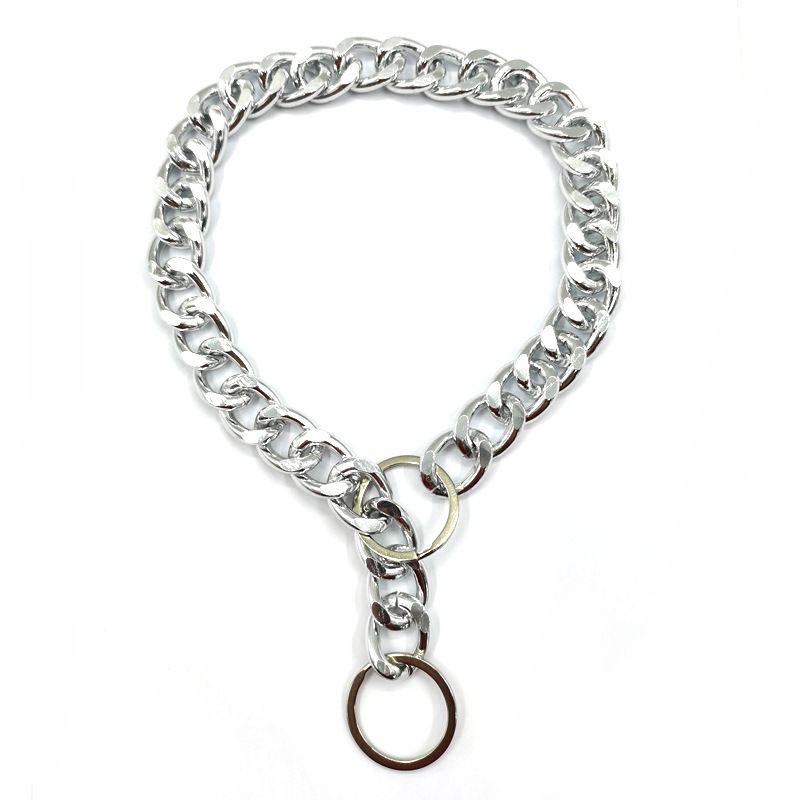 Large And Medium-sized Pet Alloy Necklace Metal P NK Chain Golden Retriever Labrador Big Dog Collar_voghion.com