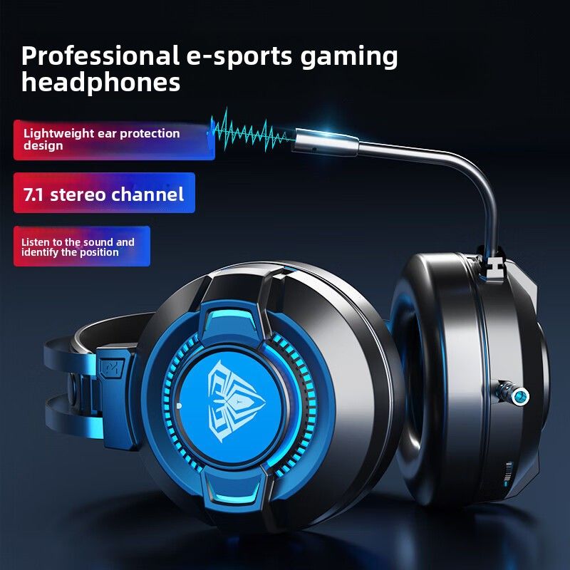 Wolf Spider S602 Gaming Internet Cafe Wired Over-Ear Headset With Microphone For Game Streamers 7.1 Channel USB Computer_voghion.com