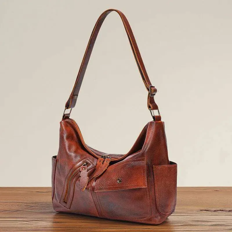 Designer 2025 Kuh Echtes Leder Schulter Damen Casual Weiche Rindsleder Retro Handtaschen Weibliche Mode Design Crossbody_voghion.com