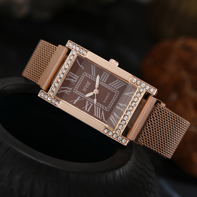 Orologio da vento fresco da donna al quarzo con cinturino in maglia in lega di Mila, tempo digitale romano, alla moda, di nuova moda_voghion.com