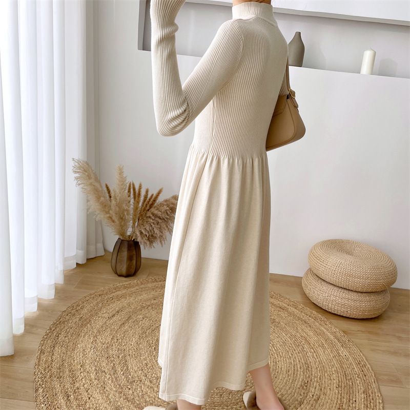 Abito da donna in maglia in puro colore_voghion.com