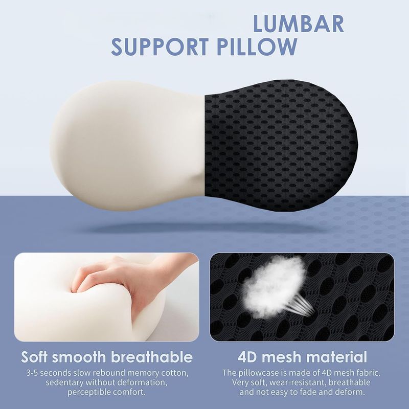 Cuscino di supporto lombare, cuscino per alleviare il dolore lombare, poltrona reclinabile ergonomica e cuscino lombare multifunzionale_voghion.com