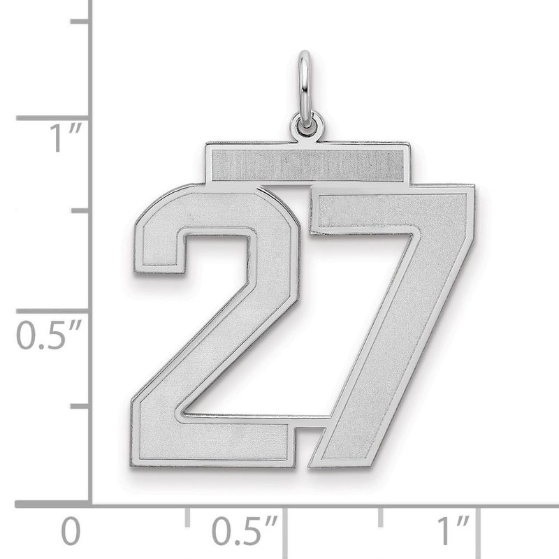 Sterling Silver/Rhodium-plated Satin Number 27 Charm_voghion.com