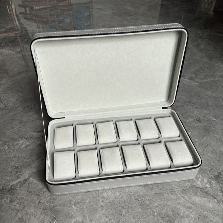 Black Blue Gray Portable 6 Bit 10 Bit 12u Leather Zipper Bag Watch Box Flip Cover Jewelry Storage Box_voghion.com