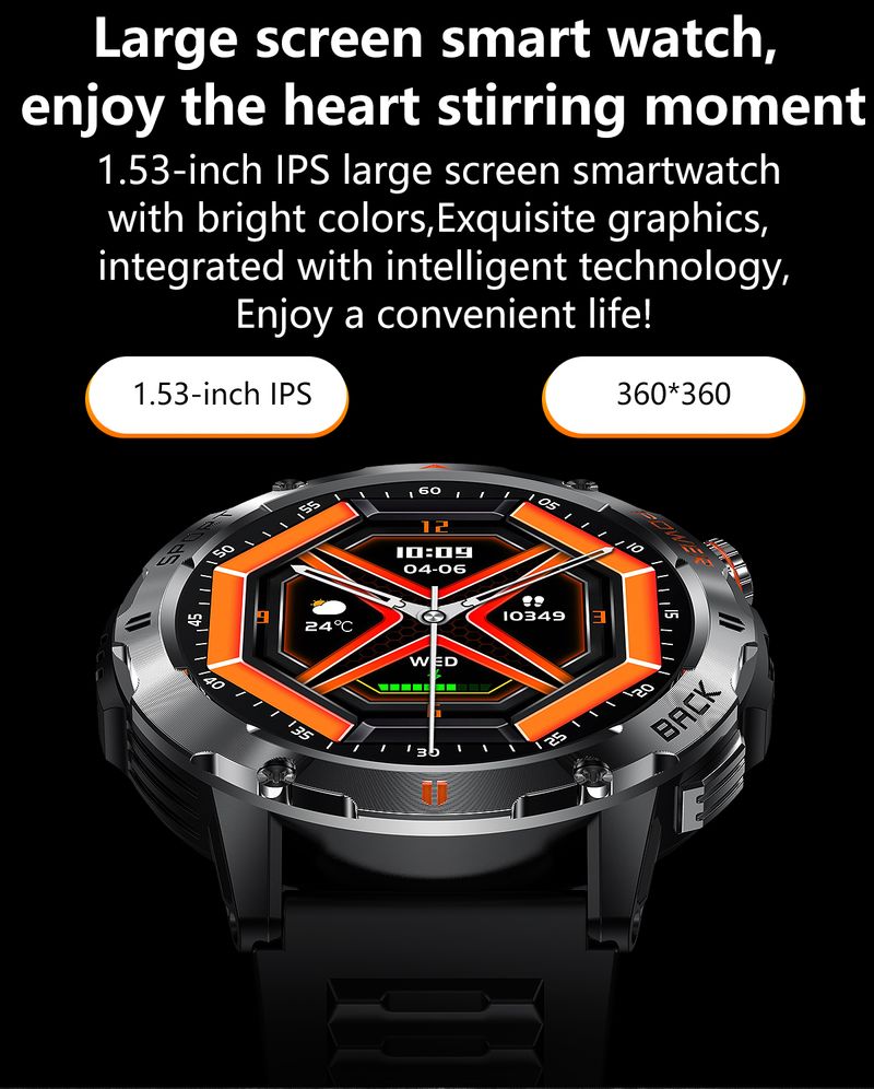 2025 Esportes ao ar livre Fiss Smartwatch para Mn 1,53 polegadas Scrn Blutooth Calg Relógios à prova d'água Blood Oxygn Rloj_voghion.com