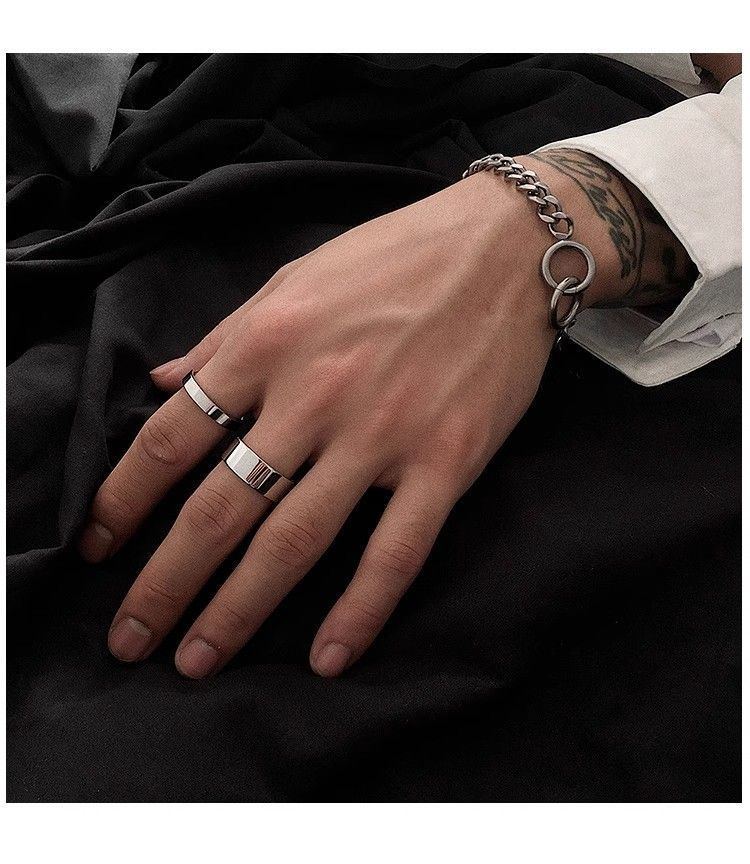 for Men And Women, Niche Design, Ins Style, Minimalist Titanium Steel Plain Band, Index Finger Tail Ring, Couple Rings_voghion.com