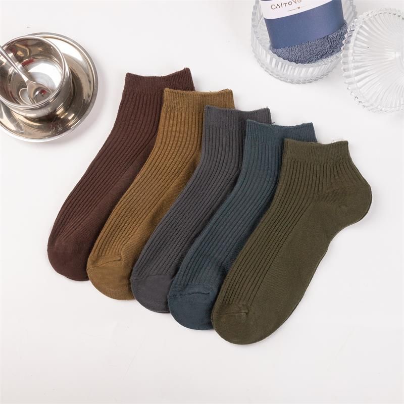2025d Spring Summer Solid Color Short Double Needle Cotton Sweat-Absorbing Low-Cut Invisible Boat Socks Business Casual Men's_voghion.com