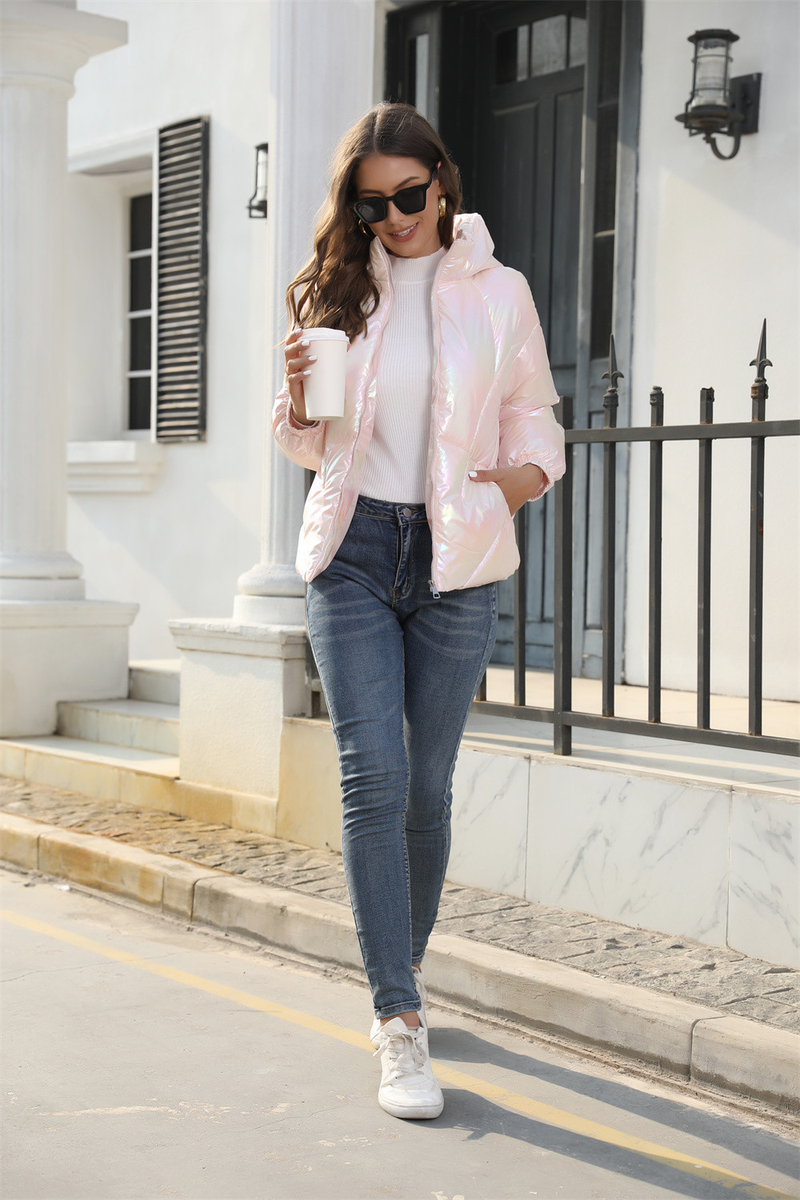 Moda parlak pamuklu ceket kapüşonlu ekmek ceketi sıcak pamuklu ceket_voghion.com