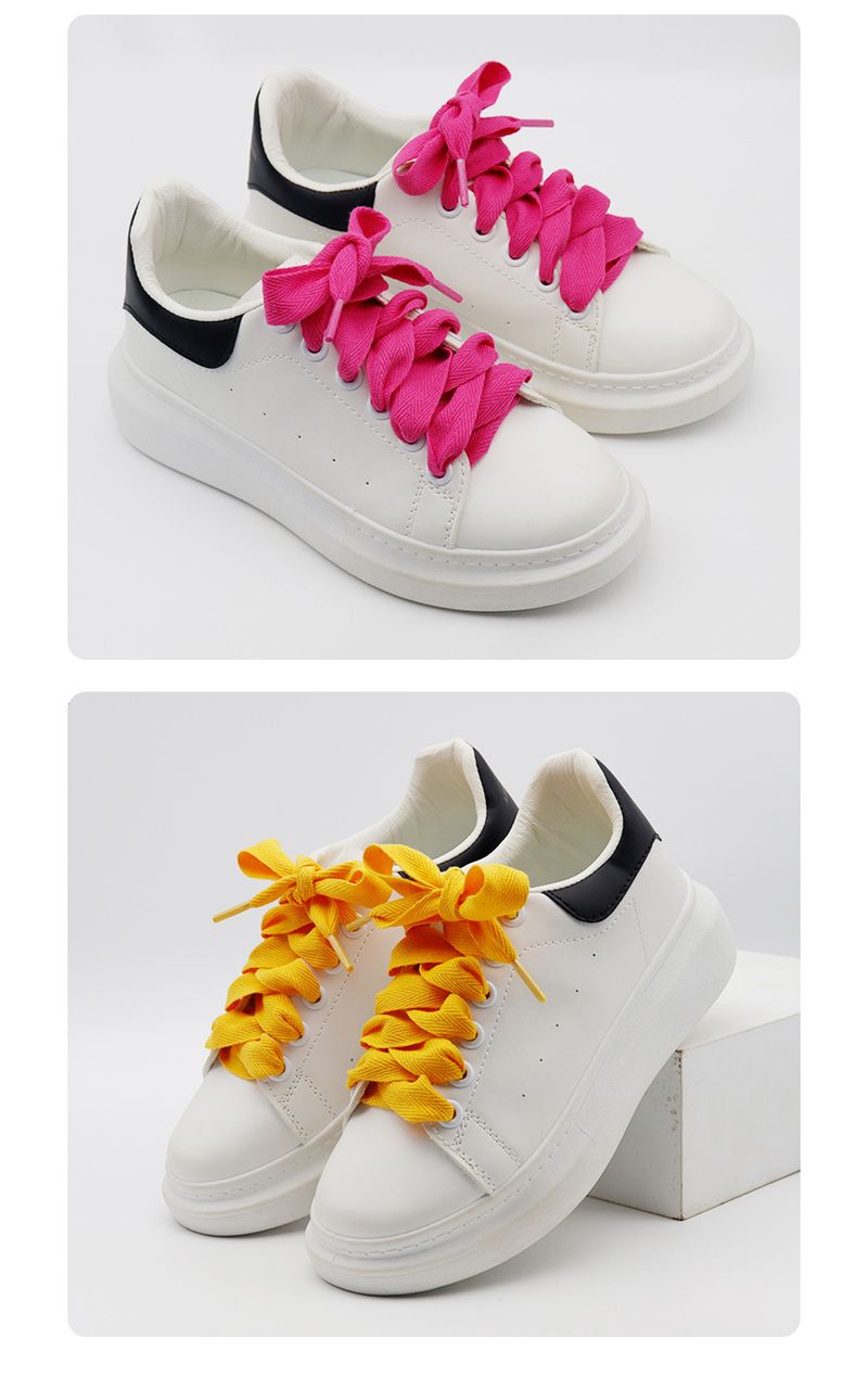 Lacci per scarpe piatti in cotone a spina di pesce, colore unito, allargati, 20 mm_voghion.com