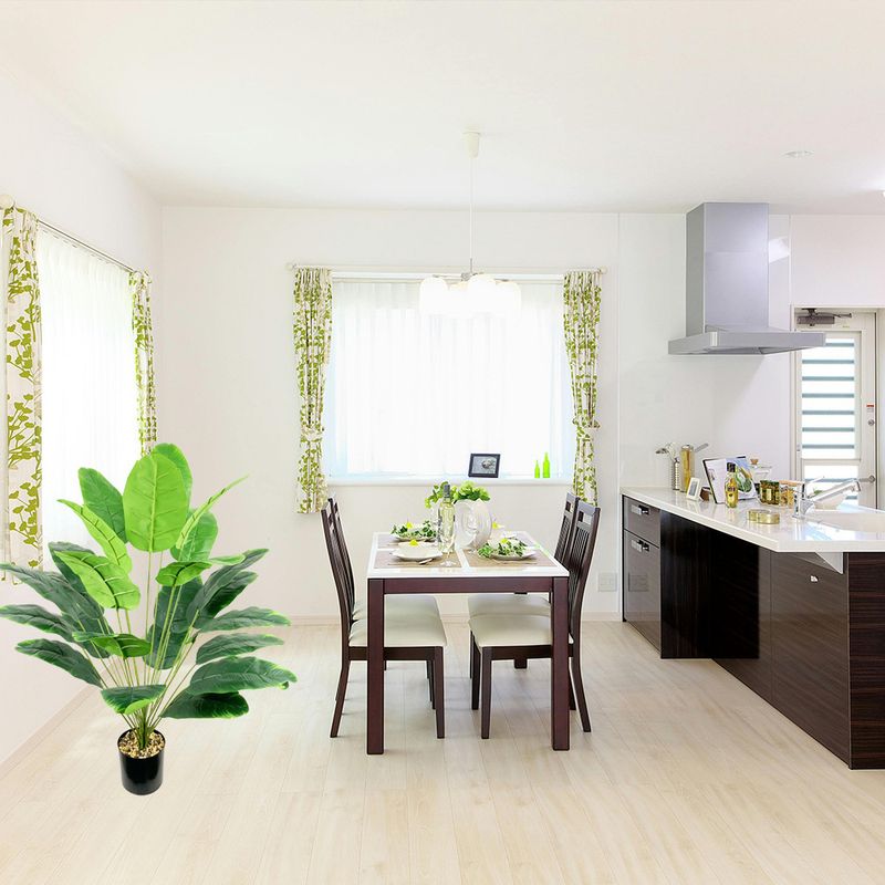 Kunstmatige bananenbladplant met 9/12/18/24 bladeren, geschikt voor het decoreren van vloeren in woonkamers en slaapkamers - zonder pot._voghion.com