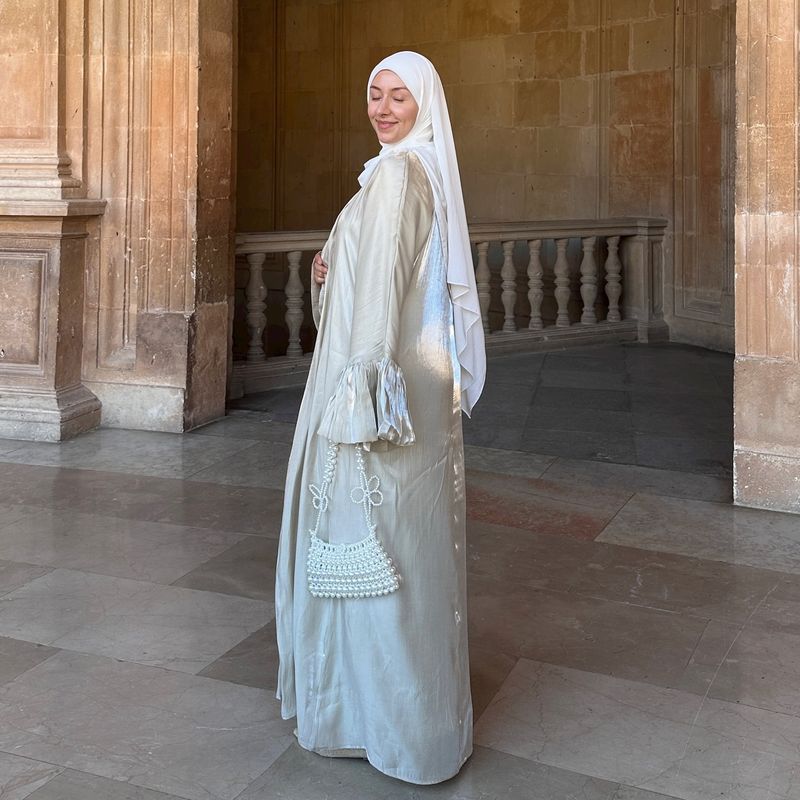 Women's Middle East Abaya Fashion Glitter Cotton Muslim Two Piece Set_voghion.com