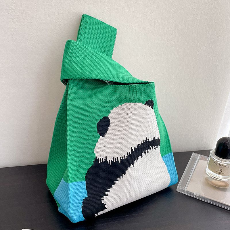 Panda Opa Große Kapazität Gestrickte Schulter Chengdu Mode Reise Urlaub Multifunktionale Tragetasche Handtasche Tote_voghion.com