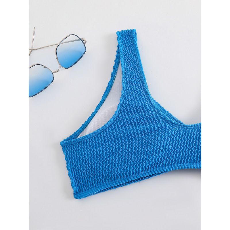 Separate Solid Color Bikini With High Waist Cover_voghion.com