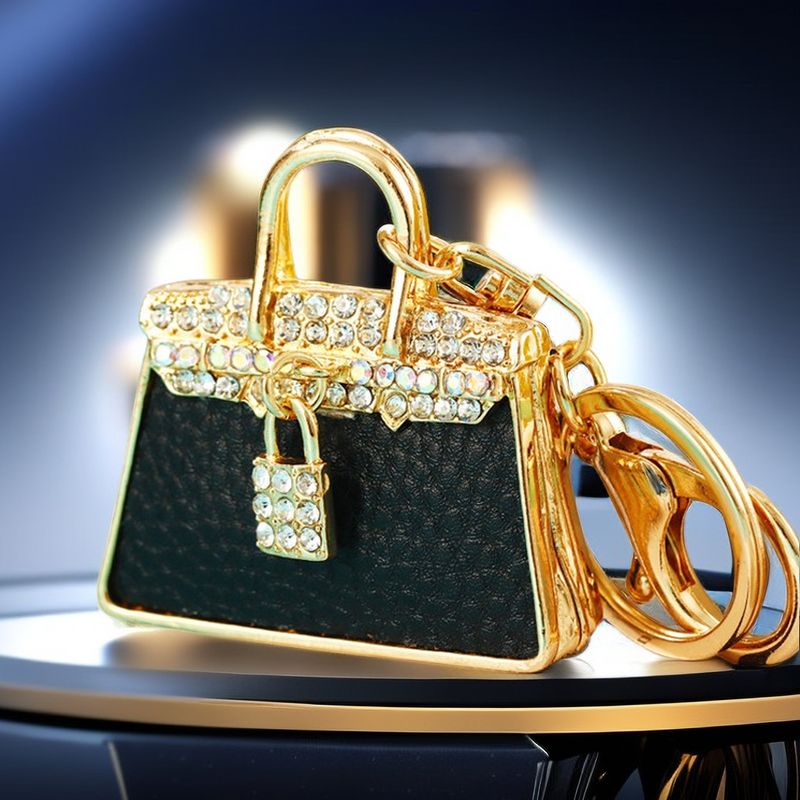 Portachiavi per auto con ciondolo per borsa in vera pelle con strass e stampa leopardata, stile coreano, creativo, in metallo, con anello portachiavi, regalo_voghion.com