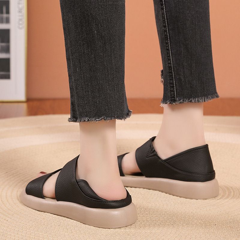 2024 Sommer Neue Feenart Flache Unterseite Weiche Sohle Mode Zwei Tragetaschen Und Römische Strandsandalen_voghion.com
