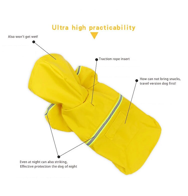 Hondenregenjas kleding huisdier grote hond puppy regenjas casual waterdichte jas kostuums geel plus size XXL regenjas voor grote honden_voghion.com