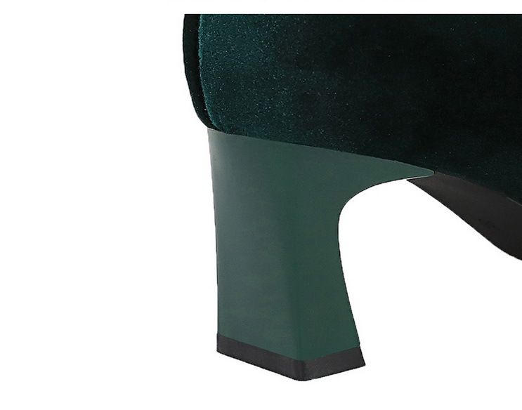 6188-9 Zapatos sencillos de moda para banquetes, de tacón alto y grueso, de gamuza y terciopelo del oeste, con boca poco profunda y puntiagudos_voghion.com