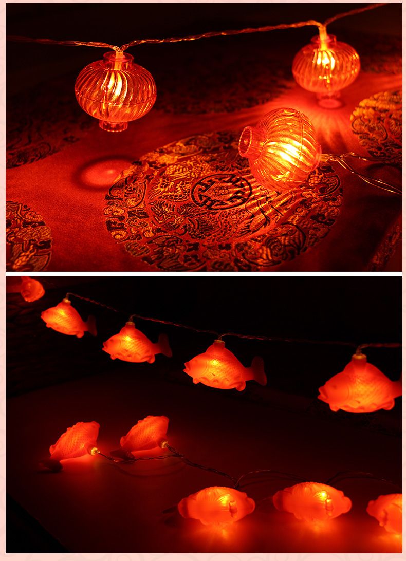 Luci a LED tradizionali cinesi - Lanterne rosse festive, pesci koi e decorazioni con nodi fortunati con telecomando e opzioni impermeabili_voghion.com