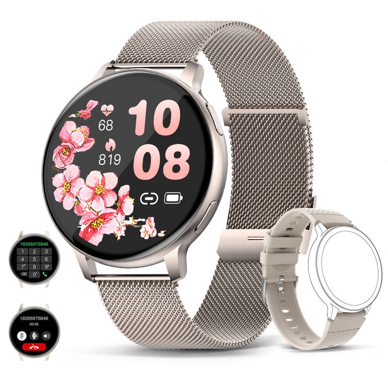 Reloj inteligente Trendy Items S53 con pantalla redonda, Bluetooth, llamadas, música, monitor de frecuencia cardíaca, clima, GPS, seguimiento deportivo, contador de pasos y resistente al agua._voghion.com
