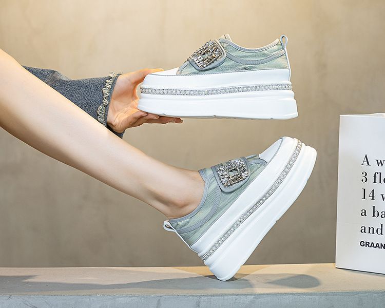 Fujin 6cm Denim Platform Wedge Genuine Leather Casual Spring Summer Autumn Comfy High Brand Chunky Sneakers Hidden Heels_voghion.com