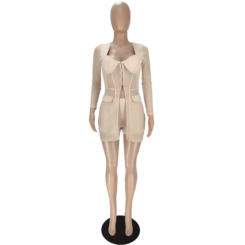 Set di due pezzi di pantaloncini con cerniera trasparente per abbigliamento da sito indipendente da donna_voghion.com