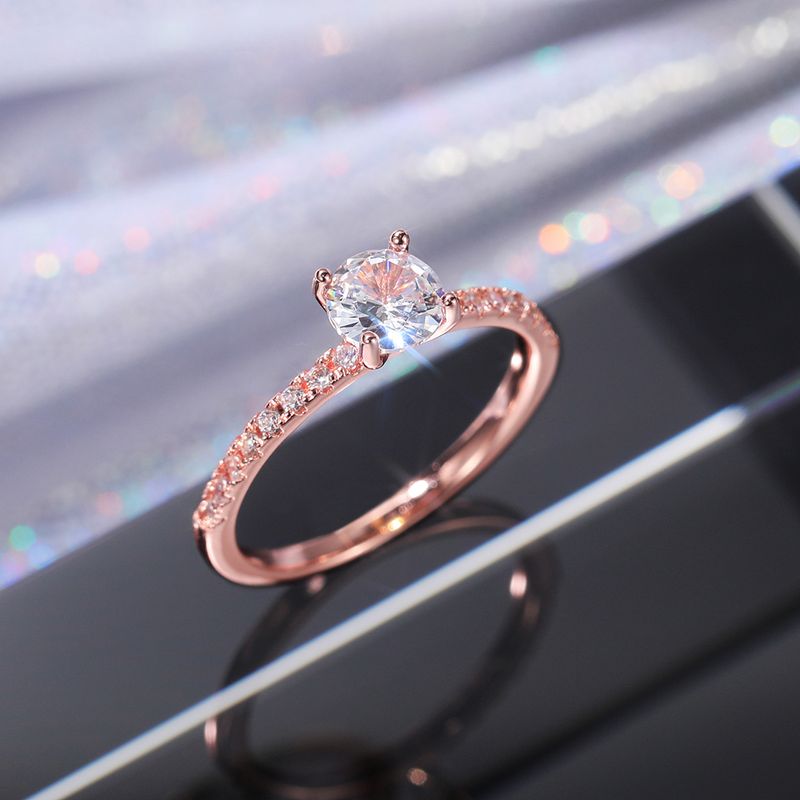 Pronto Stock Huitan Wedding Band Eternity Donne Brillante Rotondo Zirconia Anelli di Fidanzamento Sottile Elegante Gioielli Femminili Drop Ship_voghion.com