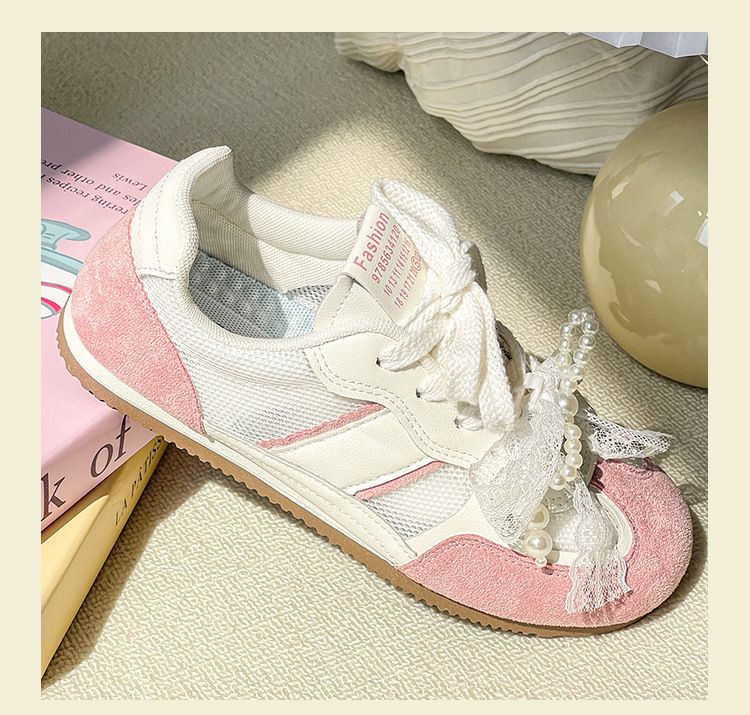 Damenschuhe, All-Match-Atmungsaktive Mesh-Schuhe, Weiche Sohlen, Keine Ermüdung Der Füße, Spitzenperlenschleifen, Dünne Schuhe Für Damen_voghion.com