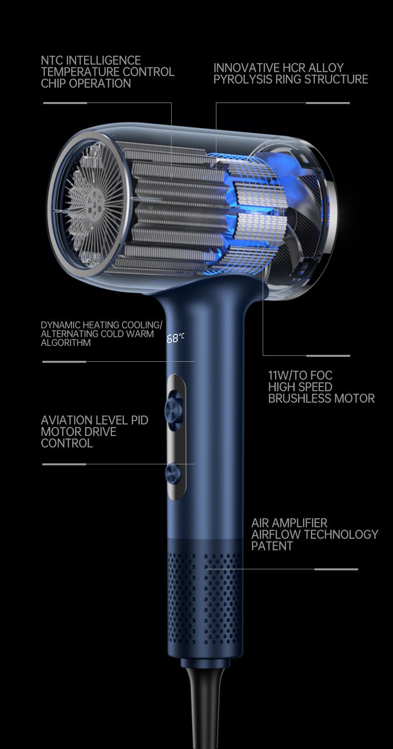 Intelligent display high-speed electric hair dryer high-power negative ion hair conditioner_voghion.com