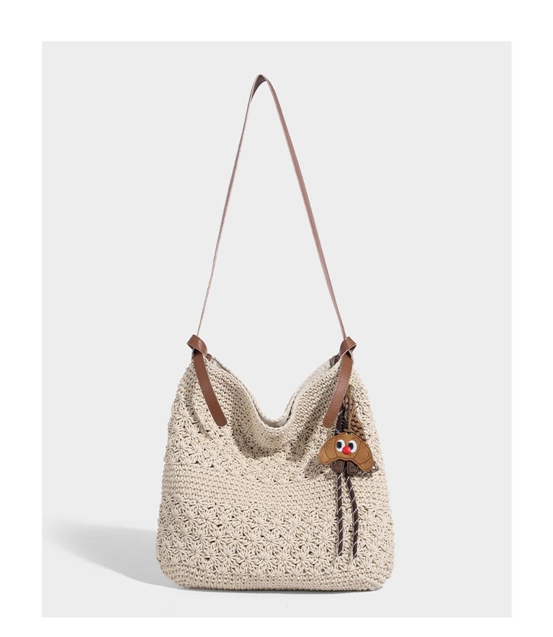 Borsa a tracolla multifunzionale in corda d'ambra intrecciata, borsa da spiaggia per le vacanze, borsa a tracolla primavera estate 2025, nuova borsa alla moda_voghion.com
