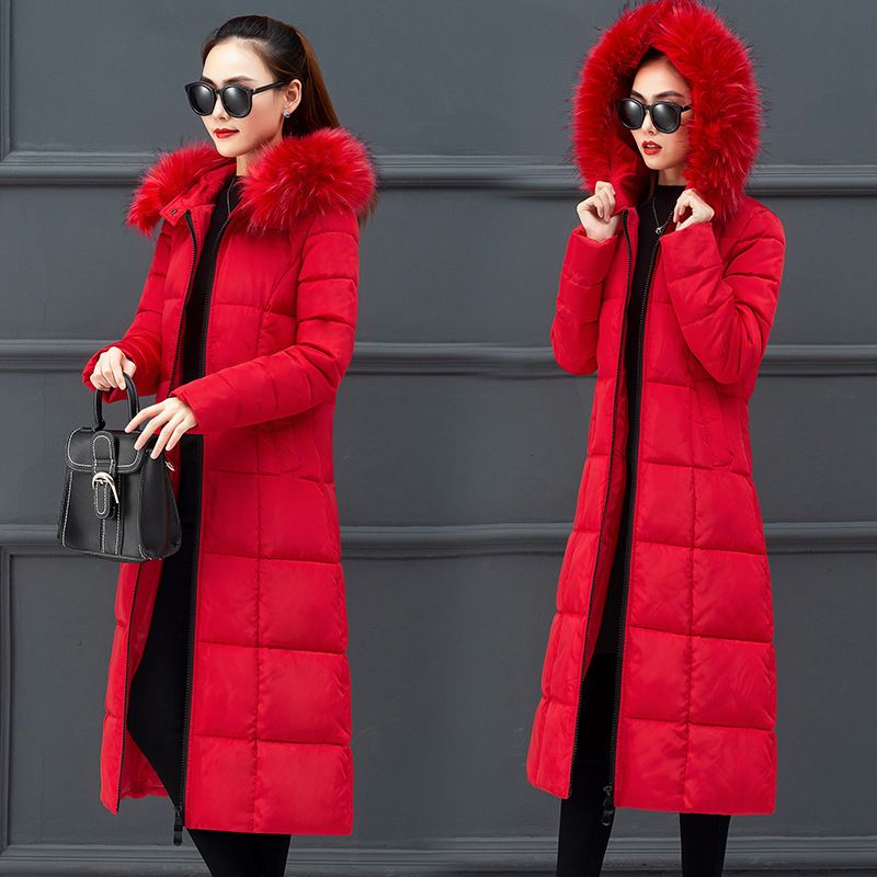 Women's Clothing Plus Size Long Puffer Coat With Faux Fur Hood - Korean Style Oversized Winter Jacket, Warm Thickened Down Alternative, Loose Fit_voghion.com