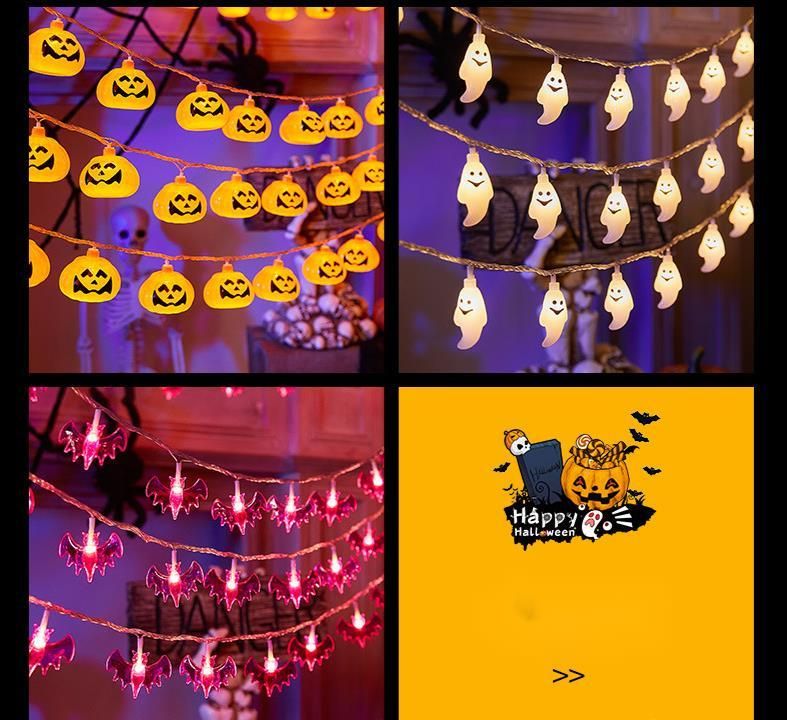Halloween LED Pumpkin Ghost Eye Bat Small Colorful String Atmosphere Decoration Lights_voghion.com