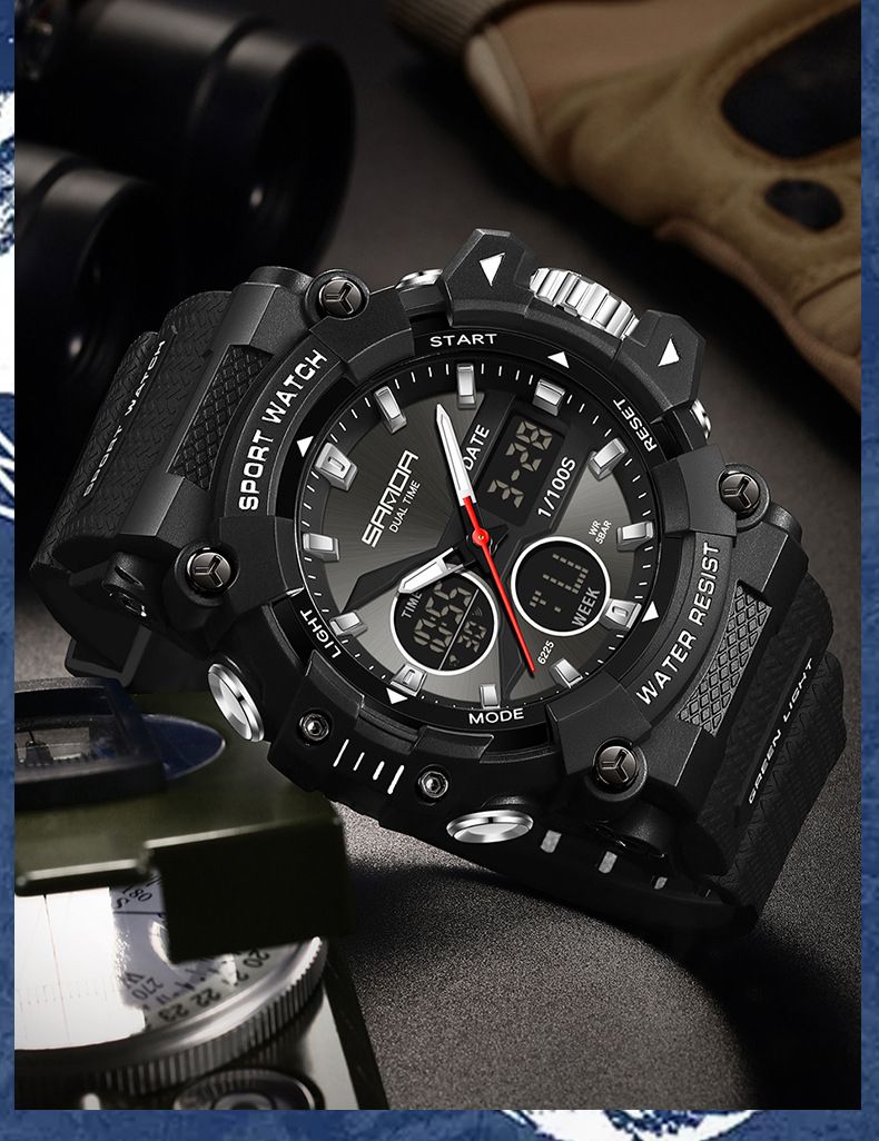 Men's And Women's Digital Sports Watch With Alarm, Waterproof, Dual Display, And LED Backlight For Outdoor Activities And Daily Use_voghion.com