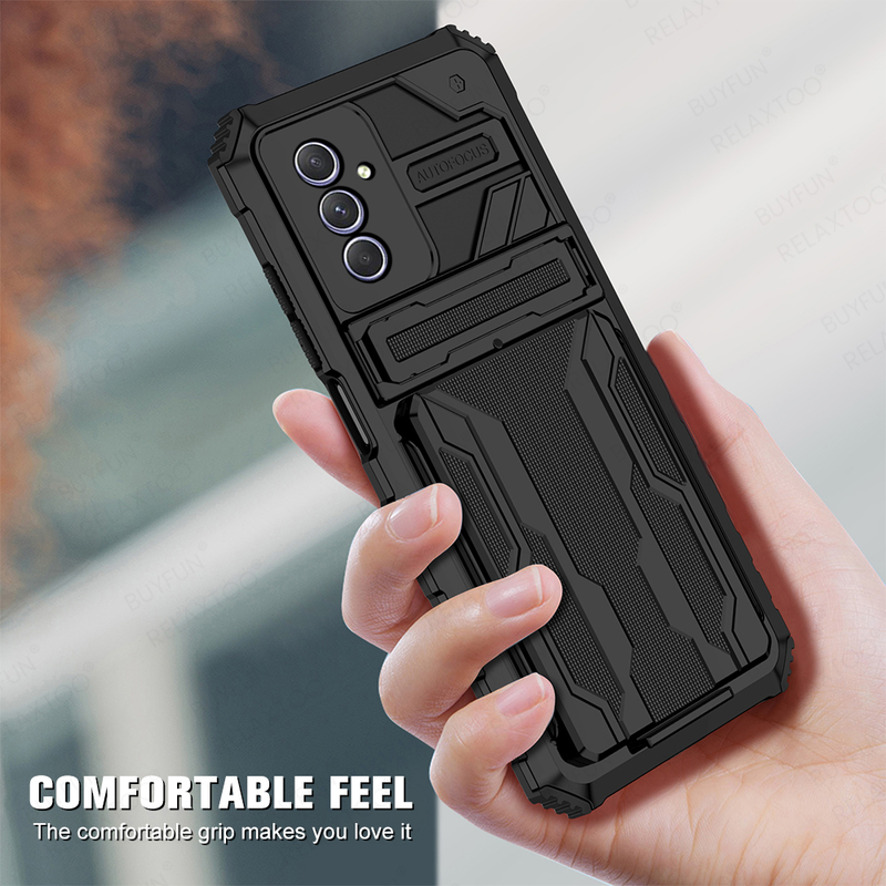 Multifunktionell Verstoppte Klammer Réckcover Fir Samsung Galaxy A14 4G A34 A54 5G A 14 34 54 Hülle Stossfest Mat Kaarteslot Coque_voghion.com