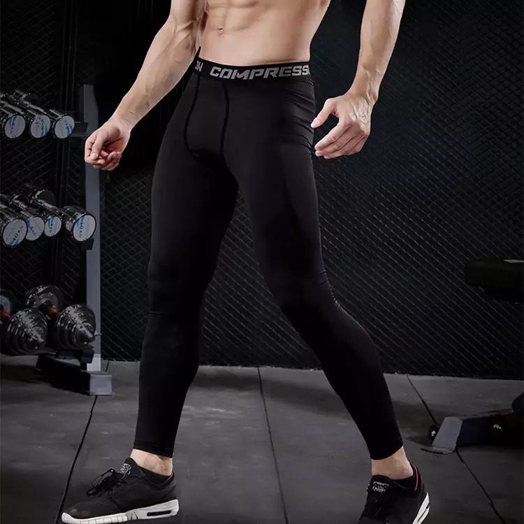 Men's Quick-Dry Fitness Leggings - Tight-Fit Stretchy, Ideal For Running, Basketball Training & Outdoor Workout Base Layer Pants_voghion.com