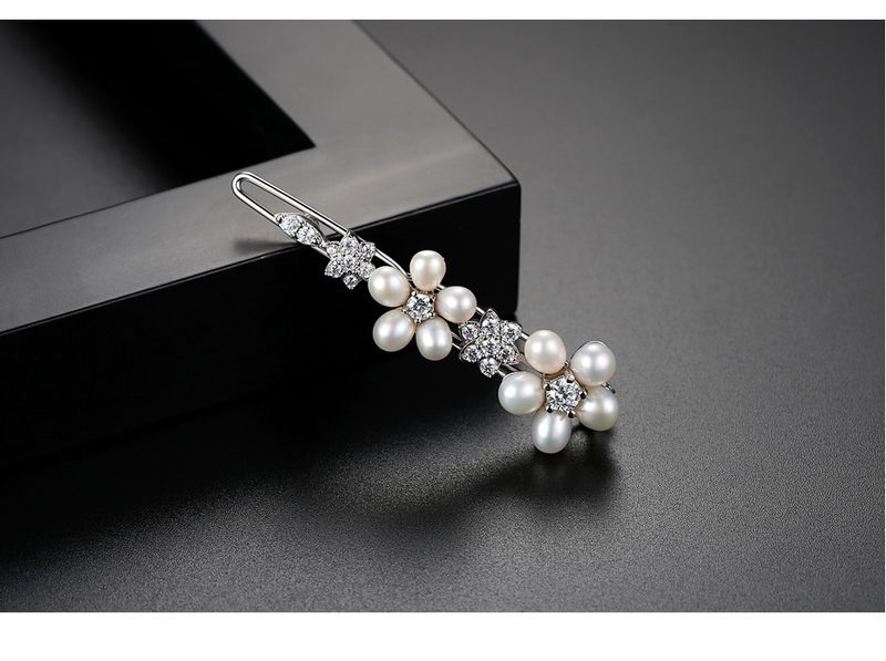 Women's Jewelry Pearl Hair Clip With AAA Freshwater Pearls And Zircon Flower Design, Elegant Hair Accessories For Women Clip Side Clip_voghion.com