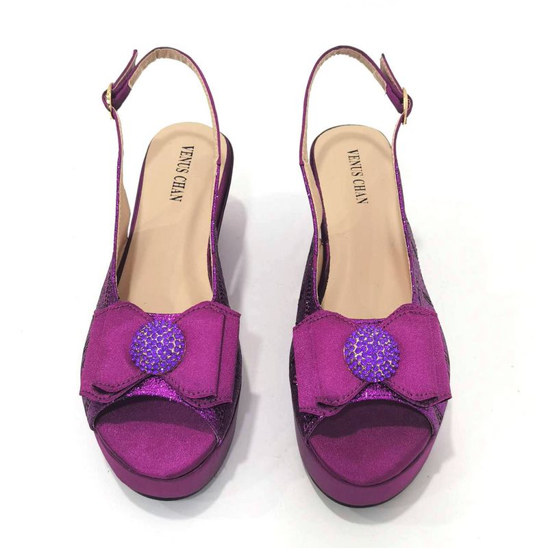 Damenschuhe Große Damenschuhe Schuhe für Geburtstagsfeiern Kleiner Keilabsatz Schuhe mit dicker Sohle und gleichem Design Clutch Bag Diamond Flower_voghion.com