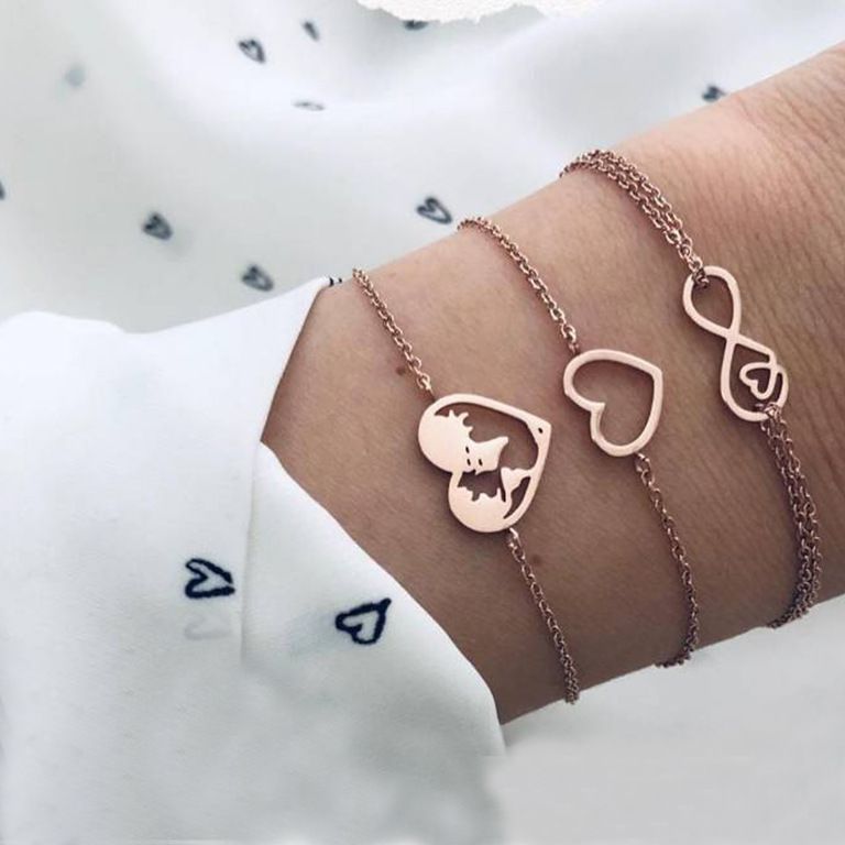 Fashion and Simplicity Double Love Handicrafts Lucky 8-character 3-piece Bracelet Set_voghion.com